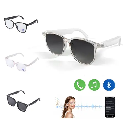 Bluetooth Smart Glasses with Speakers & Mic, UV Protection Sunglasses, Waterproof Audio Eyewear for Men & Women, Ideal for Summer Motorcycle Riding Wearable