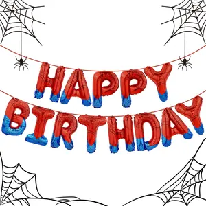 Spider Birthday Party Decorations Kit – Superhero Happy Birthday Banner with Spider Balloons & Backdrop, Boys Kids Indoor Outdoor Celebration Supplies