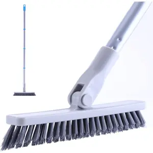 Grout Brush with Long Handle - Heavy Duty Grout Cleaner Brushes for Tile Floors, Swivel Stiff Bristles Floor  Cleaning Tool, Floor Scrub Brush for Shower, Kitchen, Baseboards and Corner