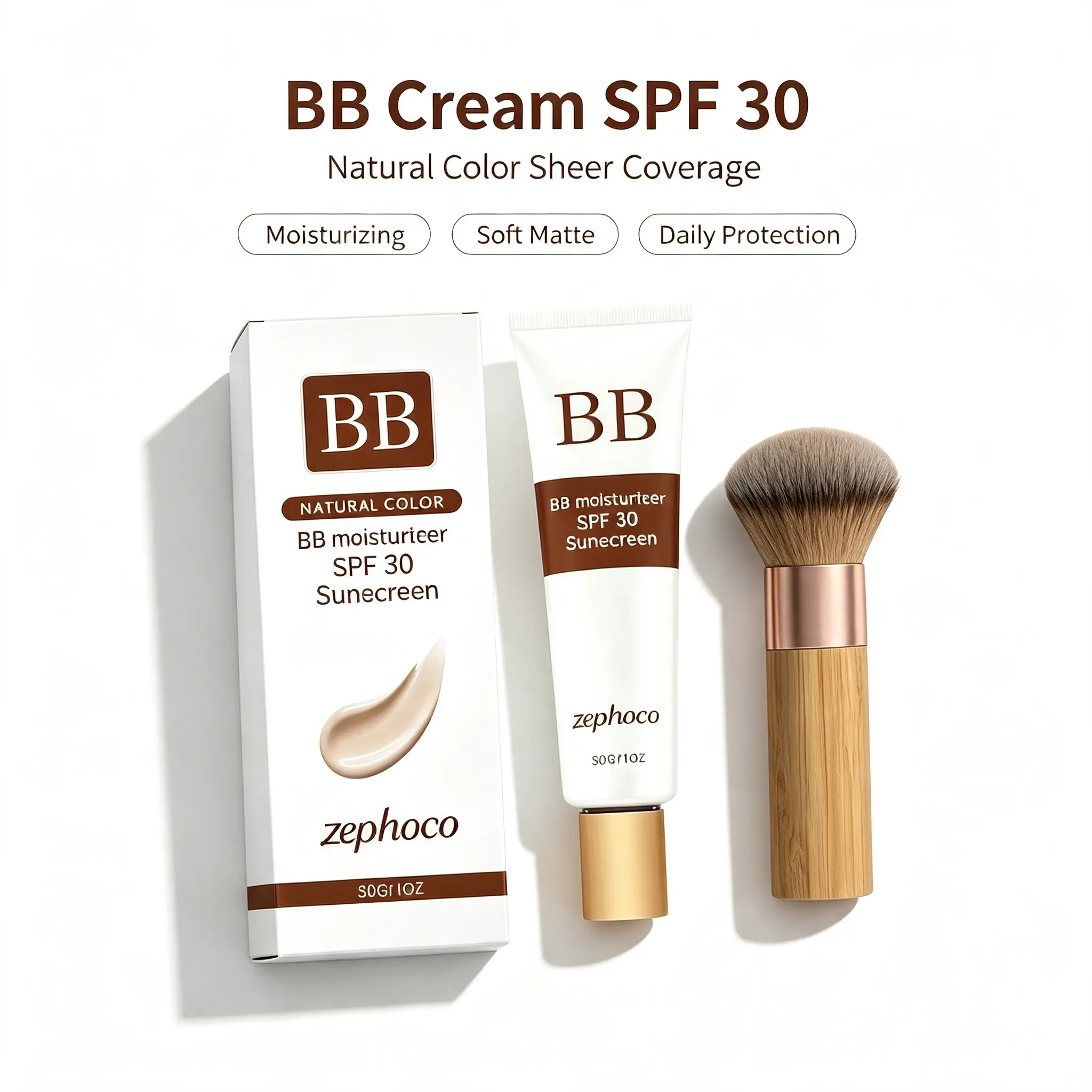 BB Cream SPF30, Moisturizing Sheer Coverage Soft Matte Natural Base Makeup, Daily Tinted Sunscreen for Women, 30g Cosmetic Moisturize Moisturizer Hydrating Moisture Hydrate Uv girl pro coverage liquid foundation