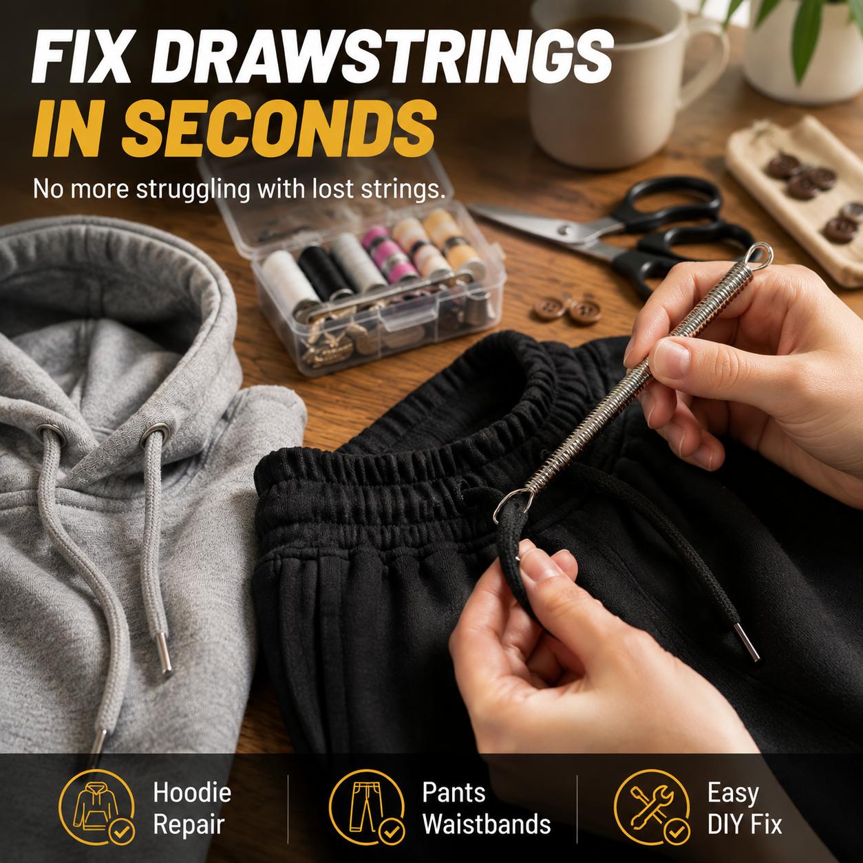 2PCS Bendable Threading Tool for Drawstrings, Elastic Bands & Shoelaces, Flexible Clothing Repair Tool