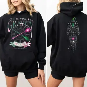 Wicked Defying Gravity Sweater 2 Sides, Pink And Green Changed For Good Crewneck, Broomstick Magic Wand Movie Fan Shirt Hoodie, Unisex Sweater