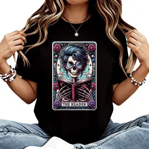The Reader Tarot Card Shirt, Skeleton Reading Shirt, Unisex Tarot Card Shirt, Book Lover Gift, Bookish Gift, Tarot Lover Gift, Bookish Shirt