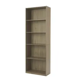 Mainstays 5-Shelf Bookcase with Adjustable Shelves,  Easy Assembly, for Living Room, Bedroom, Home Office, Rustic Oak