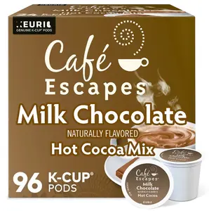 Cafe Escapes Milk Chocolate Hot Cocoa Single-Serve K-Cup Pods, 24 Pods Per Pack, Case Of 4 Packs (96ct)