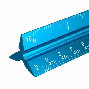 Architectural Scale Ruler: 12" Imperial  Alloy Metal Architecture Measuring Tools, Engineering Drafting Construction Drawing Blueprints Triangular Architect Scaling Rulers 12 Inches