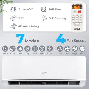 COSTWAY - Energy Star Certified 12000 BTU 24 SEER2 115V Ductless Mini Split Air Conditioner and Heater WiFi Enabled
