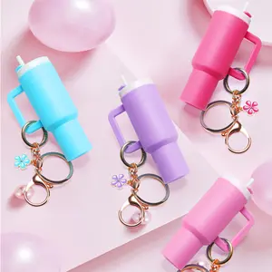Chapstick Holder Keychain Mini Cup Accessories for Women and Girls - Plastic Phone Alloy Clip