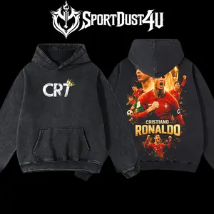 SportDust4U Retro Vintage Limited Edition CR7 Portugal Unisex T-Shirt & Hoodie 100% Premium Cotton 230gsm Heavyweight Pre-Washed Classic Menswear