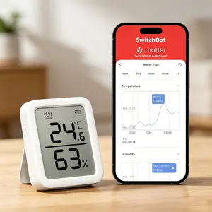 Bluetooth Thermometer Hygrometer, Indoor Humidity Temperature Sensor, App Control with Large LCD Display, Smart Notification Alerts, 2-Year Data Storage & Export, for Home Nursery Greenhouse