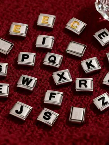 Stainless Steel DIY Letter Charm Spring Module Bracelet Accessory, Unisex Trendy Daily Jewelry, Modular Chain Set, Durable Multifunctional Gift