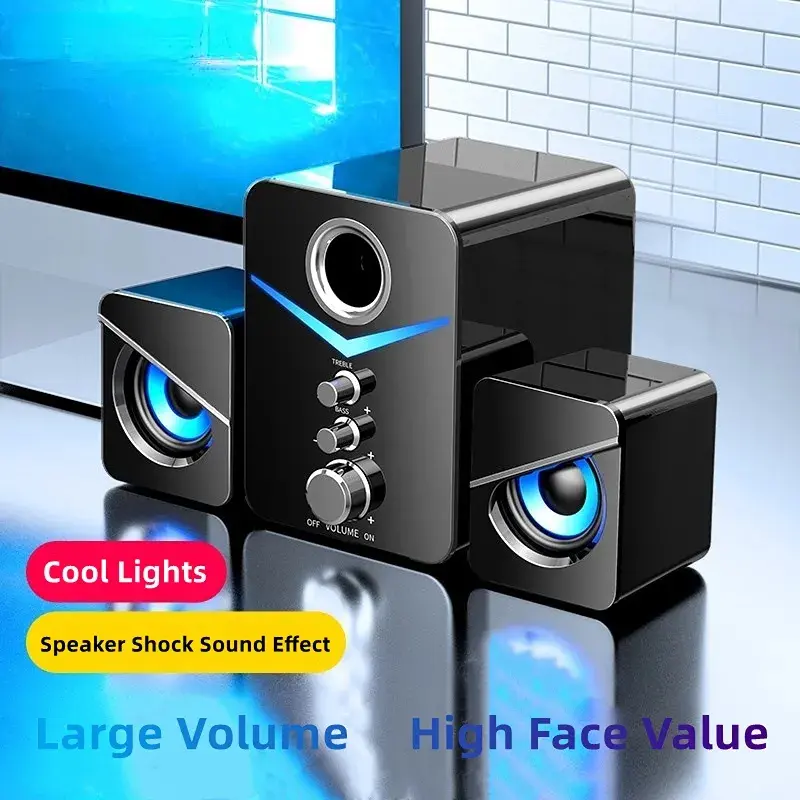 Mini Wireless Bluetooth Stereo Portable Speaker with Subwoofer - Bass Boosted Smartphone, Computer Speakers for Computers, Surround Sound Systems