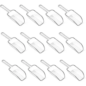12 Pcs Mini Acrylic Plastic Kitchen Scoops 4.3" Multi Purpose Ice Scoops Acrylic Scoop for Canisters for Christmas Popcorn Food Ice Cream Dessert Canisters Jars Buffet Kitchen Bar Wedding Party