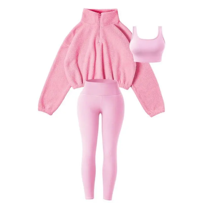 Amoyer 3-Piece Tracksuit Set for Women, fleece-lined zip jacket + top + high-waist pants, cozy winter activewear for gym, running, travel(gift) Amoyer 3-Piece Tracksuit Set for Women, fleece-lined zip jacket + top + high-waist pants, cozy winter activewear for gym, running, travel(gift)