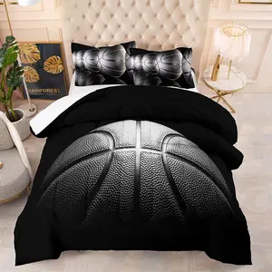 Basketball Pattern Bedding Set, Soft Bedding Sets, 1 Count Soft Comforter & 1/2 Counts Pillowcases without Filler, Bedding Supplies for Home Bedroom Hotel