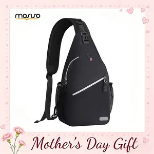 【Mother's Day Gift】MOSISO Sling Bag Crossbody Backpack Travel Hiking Chest Pack One Strap Lightweight Anti Theft Daypack for Women Men Outdoor Casual Black