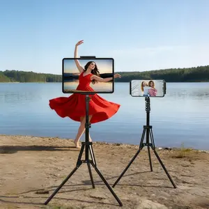 Adjustable Projector Stand Hy300/yg300, Height Adjustable Range 160cm/62.99 Inches, Iron Tripod & Plastic Connectors, Ground Mount Camera & Projector Phone Holder