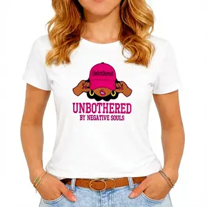 Womens Cotton Crewneck Short Sleeve Graphic Tee Unbothered Quote Statement Shirt Cute Streetwear Outfit Top For Everyday Wear Casual Summer Layering Gift