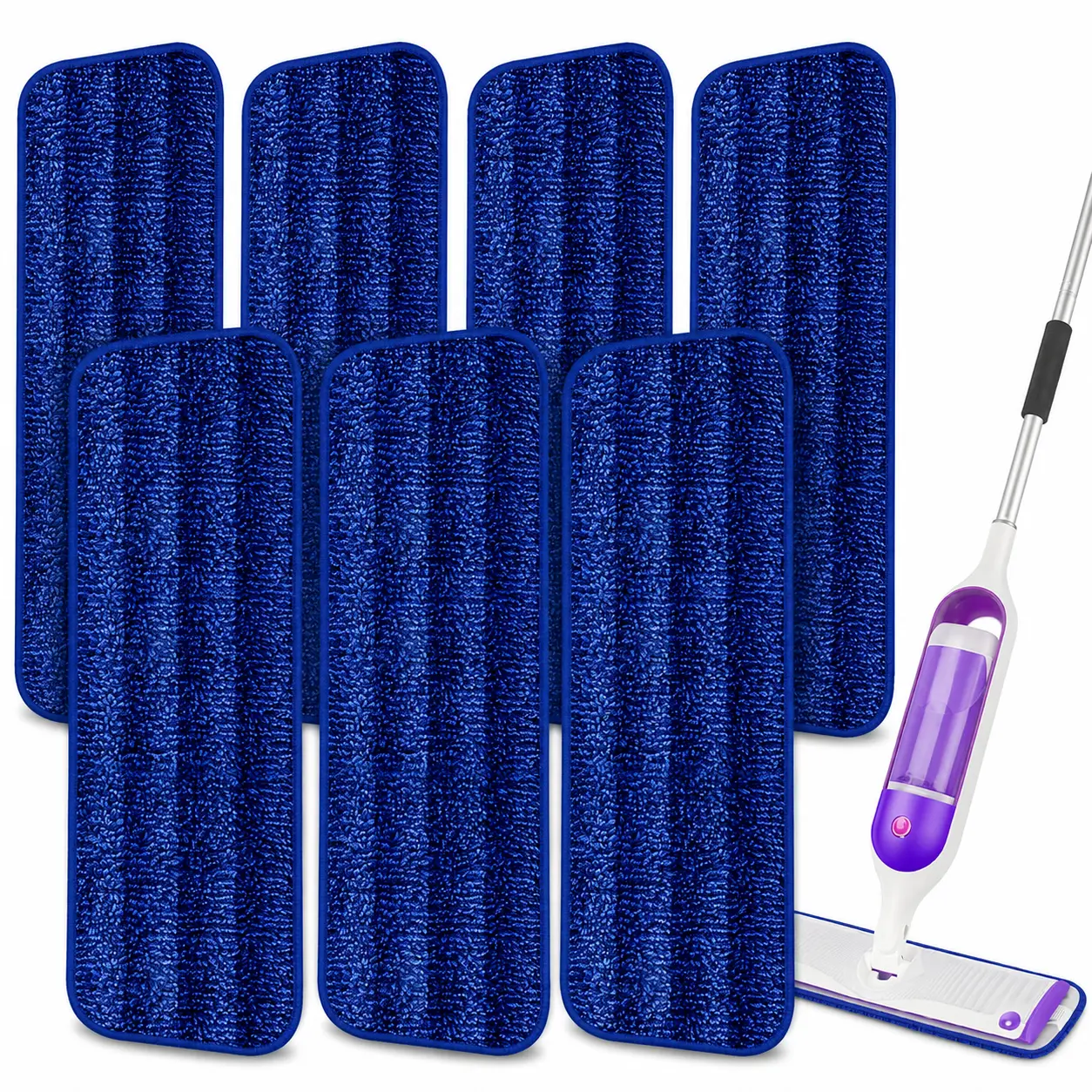 7PCS Reusable Microfiber Mop Pads for Swiffer PowerMop| 13''-15'' Machine Washable Wet Dry Replacement Refill Pads for Hardwood Tile Floors