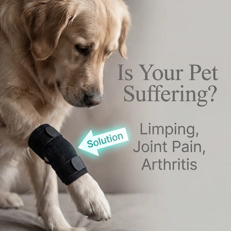 Canine Knee Brace with EVA Shock-Absorbing Pad - Adjustable Dual Spring Support, Patella Stabilization, Ligament Protection, Customizable Tightness, Easy to Put On/Take Off, Multiple Sizes for Daily Walking (Pet Recovery & Injury Prevention Wrap)