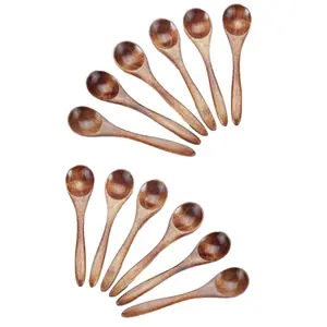 A Set of 12/10/6 Pcs Wooden Teaspoon,Serving Wooden Utensils For Cooking,Condiments,Honey,Coffee,Spoons For Daily Use,Halloween Christmas Party Gifts,Hand Tools Kits