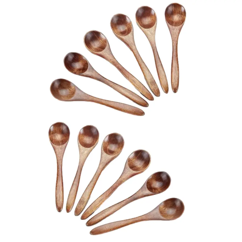 A Set of 12/10/6 Pcs Wooden Teaspoon,Serving Wooden Utensils For Cooking,Condiments,Honey,Coffee,Spoons For Daily Use,Halloween Christmas Party Gifts,Hand Tools Kits