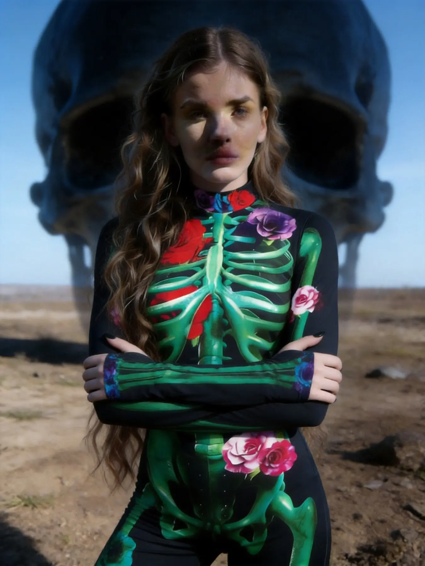 Halloween Party Costume, Sexy Bodycon Bodysuit, Cosplay Stage, Unique Role-Playing Dress, Festival Wear, Women's Fantasy Skull Suit