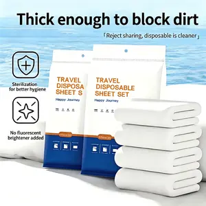 Disposable Bed Sheets, Extra Large 4-Piece Bedding Set (Duvet Cover, Fitted Sheet, 2 Pillowcases) - Individually Packed, Sanitary & Portable for Business Trips, Hotels, Camping & Home Use