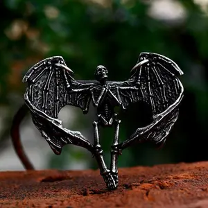 GTHIC Unisex Heart Shape Skeleton Skull Pendant for Mother's Day Gifts Stainless Steel Charms Jewelry