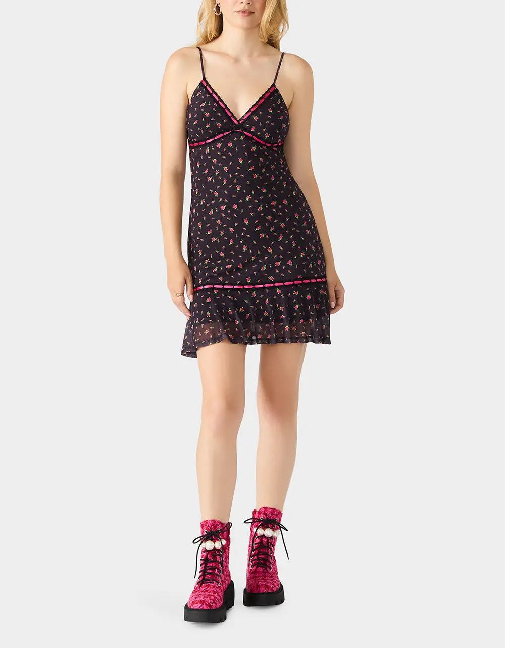 BETSEY's ARCHIVE ROSEBUD SLIP DRESS BLACK