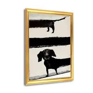 Gold-plated plastic-steel picture frame with synthetic fiber canvas and pine inner frame, featuring polystyrene PS decorative trim for interior design.