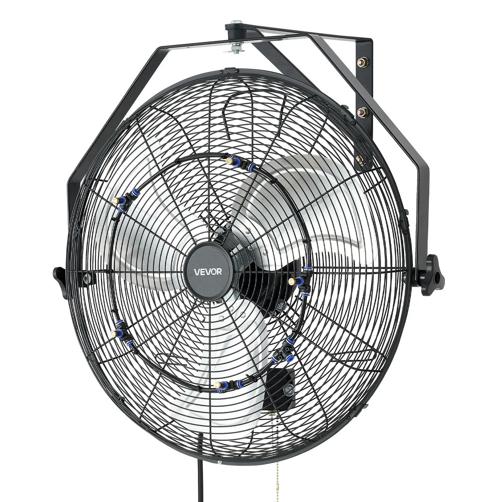 VEVOR Industrial Wall Fan - 20in Multifunctional Cooling Fan, 1 Pack 3-Speed 4000 CFM Aluminum Blade, Wide Oscillation Covers More Room, Adjustable Tilt/Rotation, Waterproof IP44, Long Airflow Distance for Garage, Fan With Mist