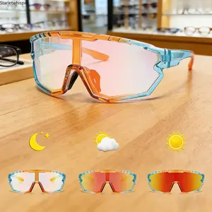 Photochromic Cycling Sunglasses for Men & Women, UV400 Protective Color-Changing Sports Goggles, Anti-Glare & Windproof Outdoor Eyewear for Baseball, Golf & Daily Riding