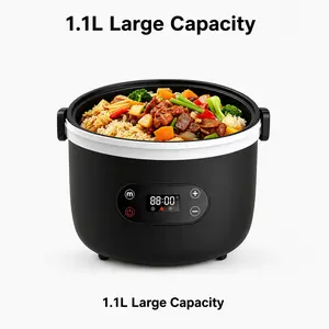Wireless Heated Lunch Box 1.1L Cordless Self Heating Food Container with 5-Side Fast Heating Portable Electric Lunch Box with Phone Charging Insulated Bag Spoon & Fork for Work Travel & Outdoor 304-Grade Stainless Steel outdoorfun