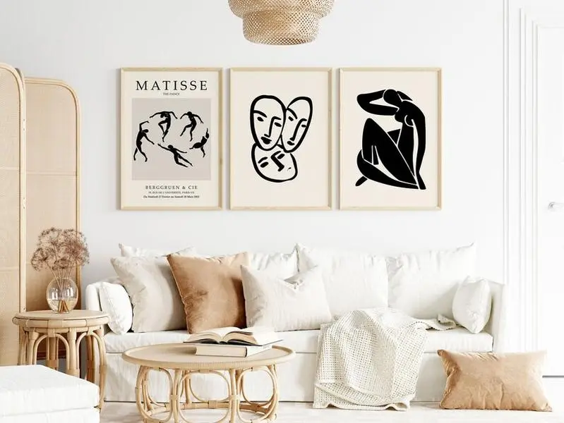 Set of 3 Matisse Prints, Black Gallery Wall Set, Matisse Abstract Poster, Matisse Wall Set, Wall Art Decor, Matisse Exhibition Poster