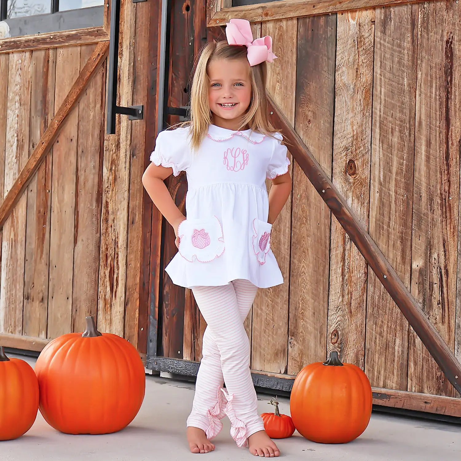 Cute as a Pumpkin Pink Stripe Caroline Legging Set - 2Pc Girls Fall Outfit