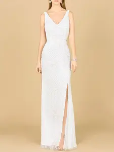Beaded Bridal Gown with Lace Up Back