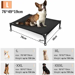 Heavy-Duty Elevated Dog Bed for Large Dogs (Up to 120 LBs) - Raised Pet Cot with Durable Oxford Fabric, Washable Mesh, for Indoor & Outdoor Use, Dark Grey
