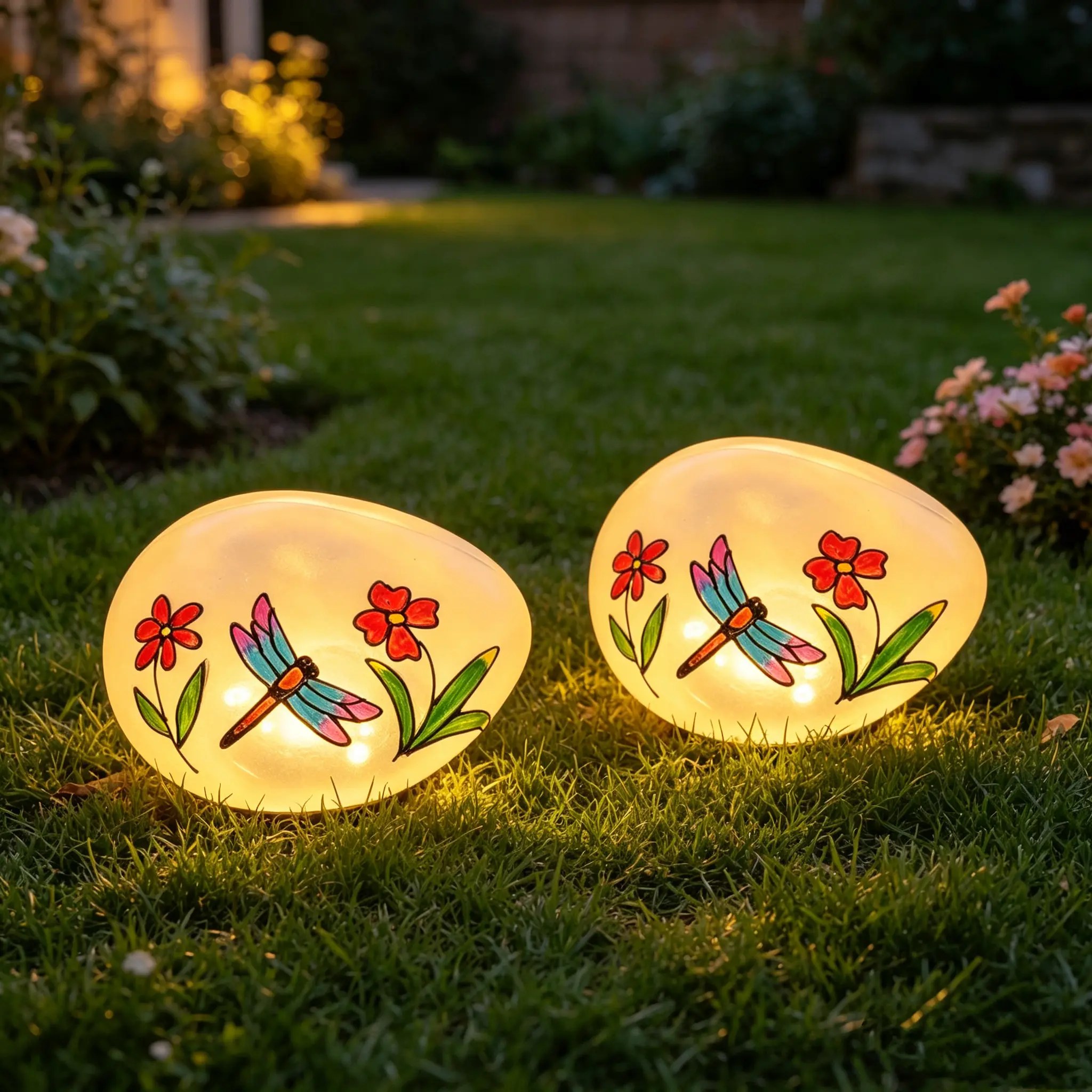 Outdoor Solar Stone Light, Solar Powered Decorative Light with Water Resistant Iron Body and Built-in Cells