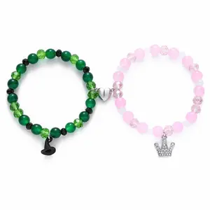 Wicked Matching Glinda & Elphaba Friendship Bracelets with Magnetic Heart for Women