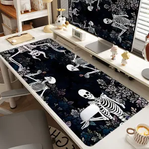 1pc Extra Large Skull and Floral Mouse Pad Dark Fantasy Desk Pad, Desk Accessory, Computer Keyboard Mousepad with Non - Slip Rubber Base Durable Stitched Edge Perfect Gift for Home and Office