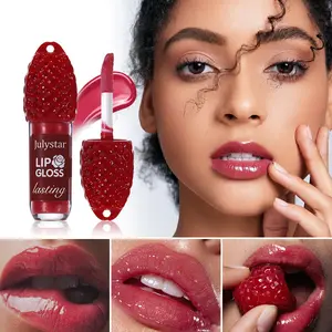 Raspberry Scented Lip Gloss, Hydrating Moisturizing Lip Tint, Glass-Like Shine Finish, Non-Sticky Lightweight Texture, Long-Lasting Wear for All Skin Types