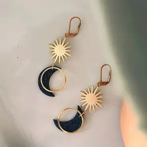 Alysa Nadeau Designs Hand Made Polymer Clay Lightweight Dangle Moon Earrings - Model #AlysaNadeauDesigns, Lightweight Design, Durable Polymer Clay