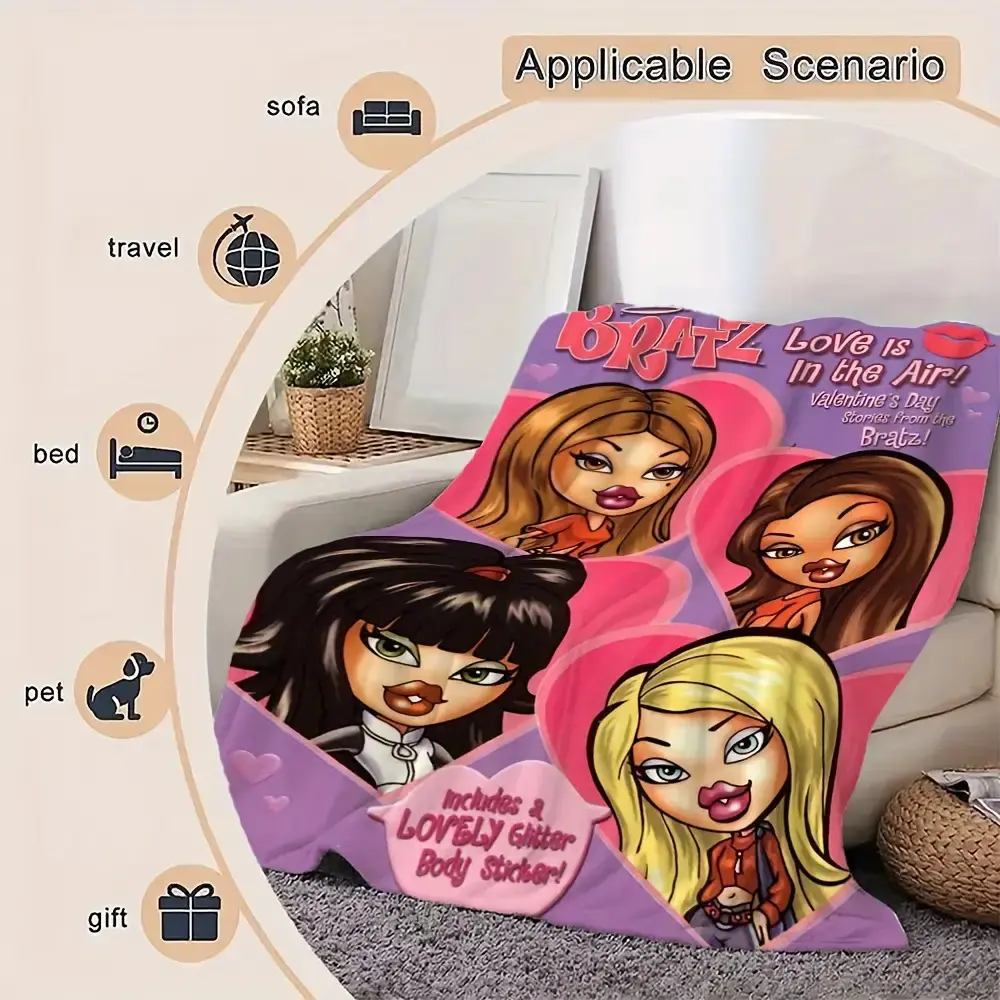 Bratz-Inspired Microfibre Soft Glam Printed Plush Blanket