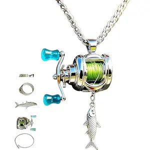 Rotating Fishing Boat Pendant Necklace, Realistic Fishing Gear Keychain, Men's Backpack Accessory, Exclusive for Fishing Enthusiasts, Practical Fashionable