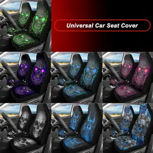 2pcs Car Seat Covers Automotive Seat Covers Skull Pattern Printed Breathable Interior Accessories, Durable Stylish Design for Cars & Suvs, Perfect Fit for All Models, Car Seat Protectors, Auto Seat Covers