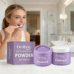 Oralhoe Purple Teeth Cleaning Whitening Powder Gentle Mild Stain & Odor Removal Fine Texture Oral Care Teeth Whitener Powder