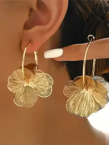 Elegant Floral Hoop Dangle Earrings for Women, High-Quality Fashion Accessory, Perfect for Parties, Weddings, Travel, Anniversary Gifts