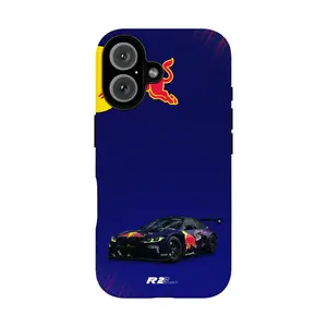 Red Bull pattern film phone case, compatible with iPhone 17, 16, 15, 14, 13, and 12. Simple color scheme, lightweight, scratch-resistant phone case.
