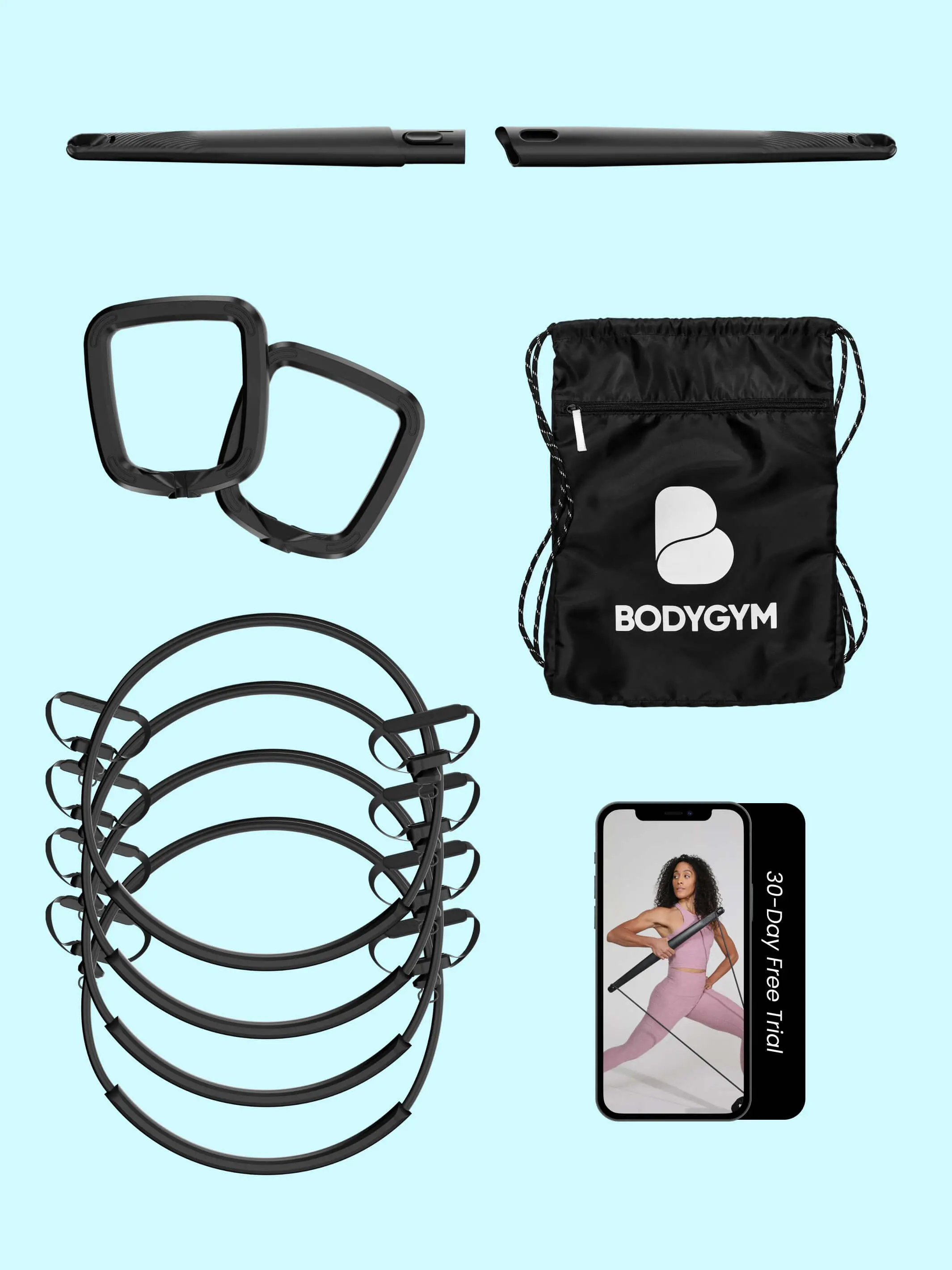 BODYGYM Pro Kit Full-Body Home Workout System with Bodygym Bar Premium Go-bag & Resistance Bands for Mobility Strength and Free-form Exercises